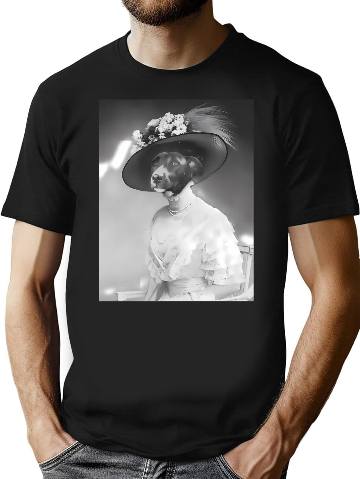 Dog Headed Princess T-Shirt - Retro Graphic Tee for Men & Women - Black
