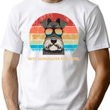 Dog Vintage Best Schnauzer Dad Ever Father's Day Gift T-Shirt - White