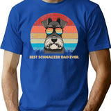 Dog Vintage Best Schnauzer Dad Ever Father's Day Gift T-Shirt - Blue
