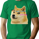 Doge T-shirt - Retro Graphic Tee for Men & Women - Green