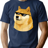 Doge With Deal With It Glasses T-Shirt - Navy