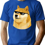 Doge With Deal With It Glasses T-Shirt - Blue