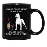 Dogo Argentino And Wine Funny Dog Black Coffee Mug, Gift Coffee Mug - Black