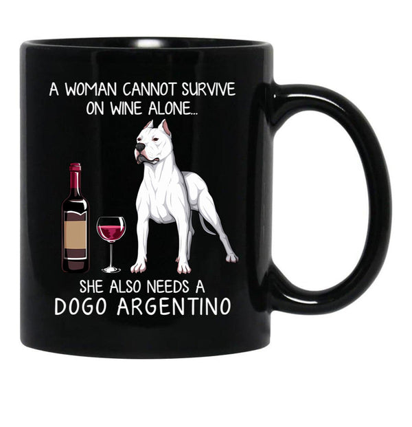 Dogo Argentino And Wine Funny Dog Black Coffee Mug, Gift Coffee Mug - Black