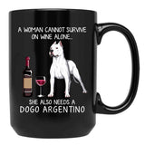 Dogo Argentino And Wine Funny Dog Black Coffee Mug, Gift Coffee Mug - Black