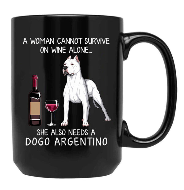 Dogo Argentino And Wine Funny Dog Black Coffee Mug, Gift Coffee Mug - Black