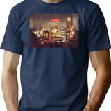Dogs Playing Poker T-Shirt - Retro Graphic Tee for Men & Women - Navy