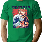 Dogzilla Shiba Inu Wave - Retro Japanese Inspired Dog Art T-Shirt - Green