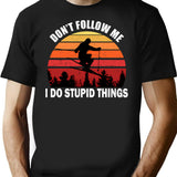 Don't Follow Me I Do Stupid Things Skiing T-Shirt - Black