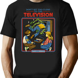 Don't Sit Too Close T-Shirt - Retro Graphic Tee for Men & Women - Black