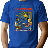 Don't Sit Too Close T-Shirt - Retro Graphic Tee for Men & Women - Blue