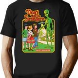 Don't Talk To Strangers T-Shirt - Retro Graphic Tee for Men & Women - Black