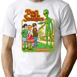Don't Talk To Strangers T-Shirt - Retro Graphic Tee for Men & Women - White
