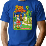 Don't Talk To Strangers T-Shirt - Retro Graphic Tee for Men & Women - Blue