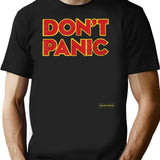 Don_t Panic Vintage Distressed T-Shirt - Retro Graphic Casual Tee - Black