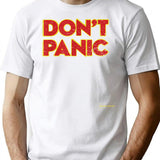 Don_t Panic Vintage Distressed T-Shirt - Retro Graphic Casual Tee - White
