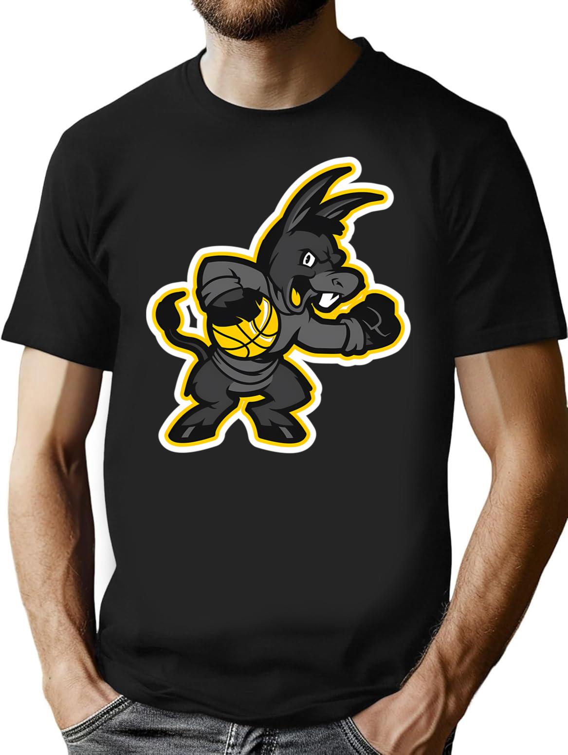 Donkey Basketball Player T-Shirt - Retro Graphic Tee for Men & Women - Black