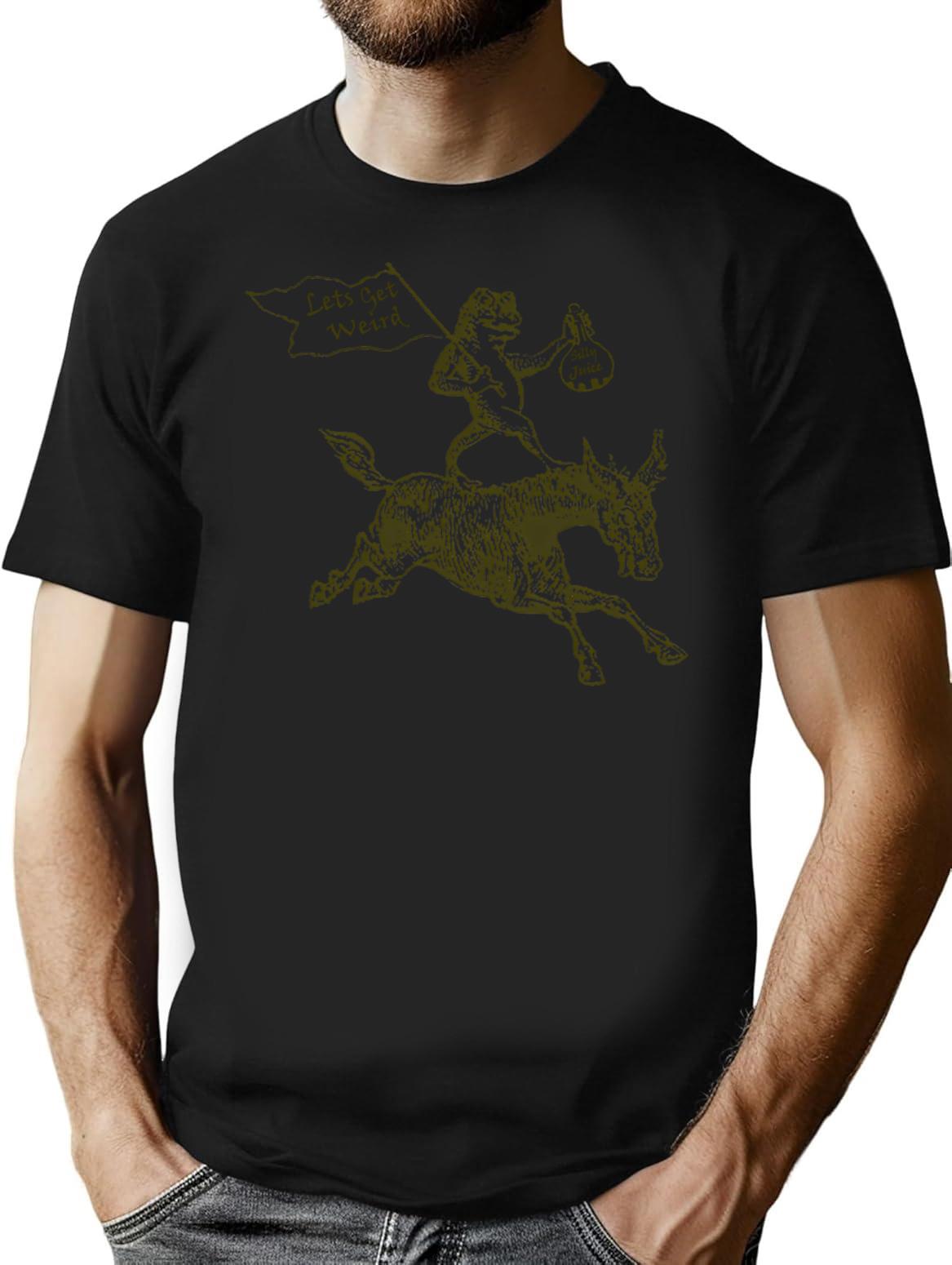 Donkey Frog Let's Get Weird T-Shirt - Retro Graphic Tee for Men & Women - Black
