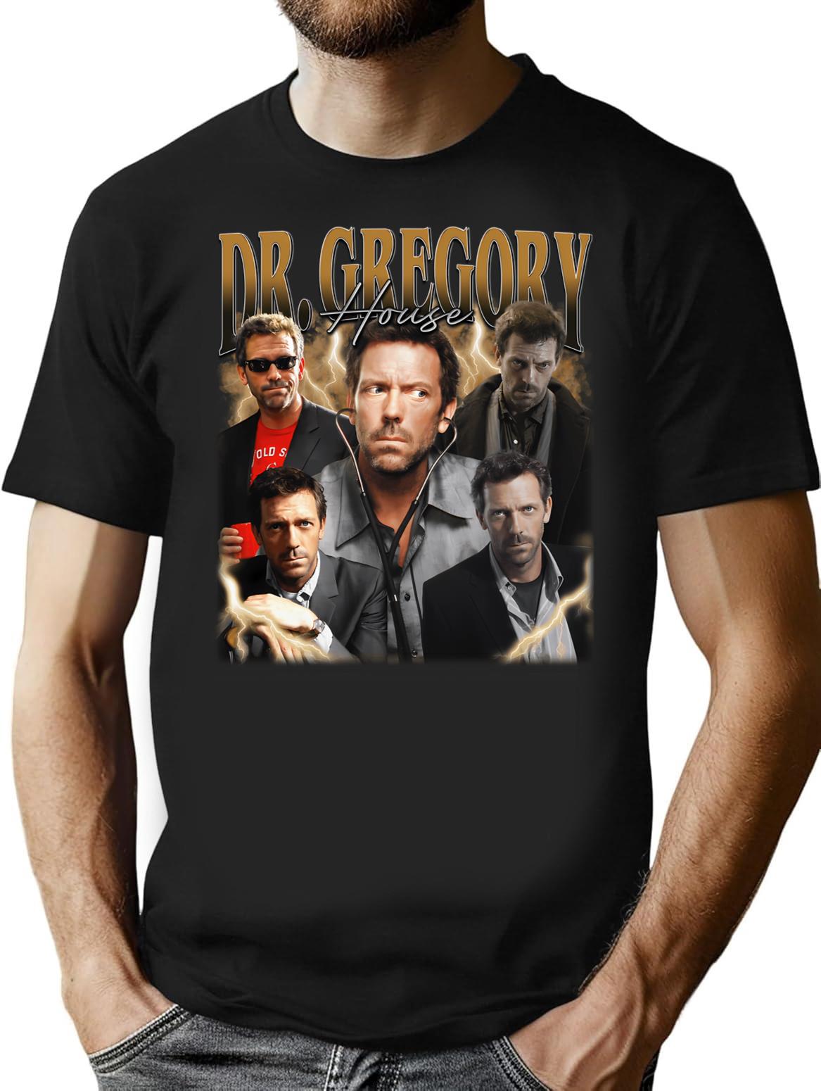 Dr Gregory House Retro Fan Art Funny Vintage 90s T-Shirt - Black