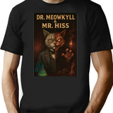 Dr. Meowkyll Mr. Hiss T-Shirt - Retro Graphic Tee for Men & Women - Black