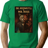 Dr. Meowkyll Mr. Hiss T-Shirt - Retro Graphic Tee for Men & Women - Green