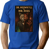 Dr. Meowkyll Mr. Hiss T-Shirt - Retro Graphic Tee for Men & Women - Blue