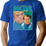 Dr Now Vintage Retro Design T-Shirt - Retro Graphic Casual Tee - Blue
