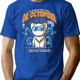 Dr. Octopurr T-Shirt - Retro Graphic Tee for Men & Women - Blue