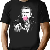 Dracula Blowing A Bubblegum Bubble Classic Horror Gothic Alternative T-Shirt - Black
