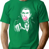 Dracula Blowing A Bubblegum Bubble Classic Horror Gothic Alternative T-Shirt - Green