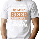 Drinking Beer Prolongs Your Life Looks Like T-Shirt - White