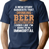 Drinking Beer Prolongs Your Life Looks Like T-Shirt - Navy
