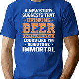 Drinking Beer Prolongs Your Life Looks Like T-Shirt - Blue