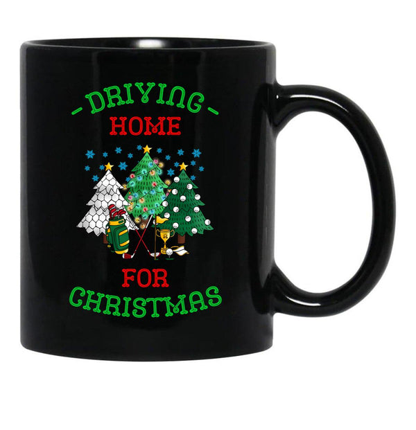 Driving Home For Christmas Funny Golf Christmas Black Coffee Mug, Gift Coffee Mug - Black