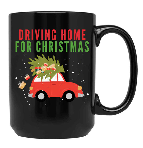 Driving Home For Christmas Black Coffee Mug, Gift Coffee Mug - Black