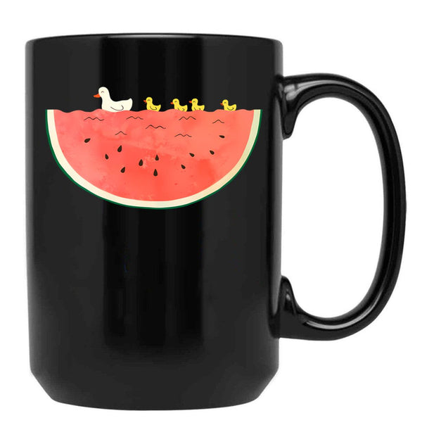 Duckies And Watermelon Black Coffee Mug, Gift Coffee Mug - Black