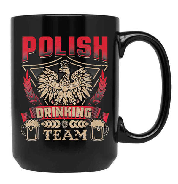 Dyngus Day Polish Beer Poland Eagle Drinking Drunk Dad Black Coffee Mug, Gift Coffee Mug - Black