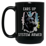 Ears Up System Armed Black Coffee Mug, Gift Coffee Mug