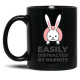 Easily Distracted By Rabbits (3) Black Coffee Mug, Gift Coffee Mug