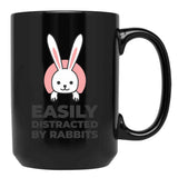 Easily Distracted By Rabbits (3) Black Coffee Mug, Gift Coffee Mug - Black
