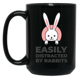 Easily Distracted By Rabbits (3) Black Coffee Mug, Gift Coffee Mug