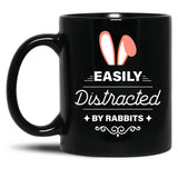 Easily Distracted By Rabbits (7) Black Coffee Mug, Gift Coffee Mug