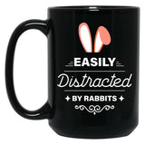 Easily Distracted By Rabbits (7) Black Coffee Mug, Gift Coffee Mug