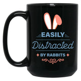 Easily Distracted By Rabbits Black Coffee Mug, Gift Coffee Mug