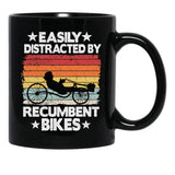 Easily Distracted By Recumbent Bikes Funny Recumbent Bike Black Coffee Mug, Gift Coffee Mug - Black