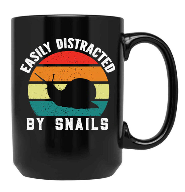 Easily Distracted By Snails (Funny Gift For Snail Lover) Black Coffee Mug, Gift Coffee Mug - Black