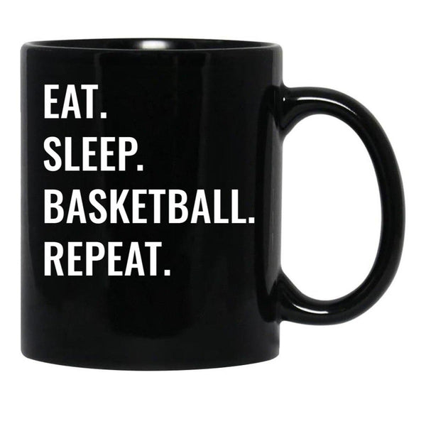 Eat Sleep Basketball Repeat Black Coffee Mug, Gift Coffee Mug - Black