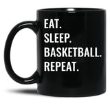 Eat Sleep Basketball Repeat Black Coffee Mug, Gift Coffee Mug