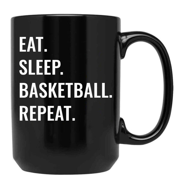 Eat Sleep Basketball Repeat Black Coffee Mug, Gift Coffee Mug - Black