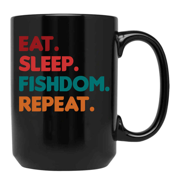 Eat Sleep Fishdom Repeat Black Coffee Mug, Gift Coffee Mug - Black